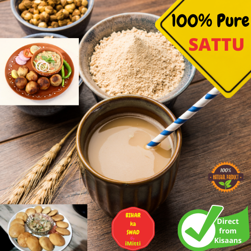 Organic Farm Fresh 100% Pure Chana Bihar Sattu (400gm) - The desi Indian Superfood